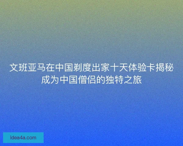 文班亚马在中国剃度出家十天体验卡揭秘成为中国僧侣的独特之旅